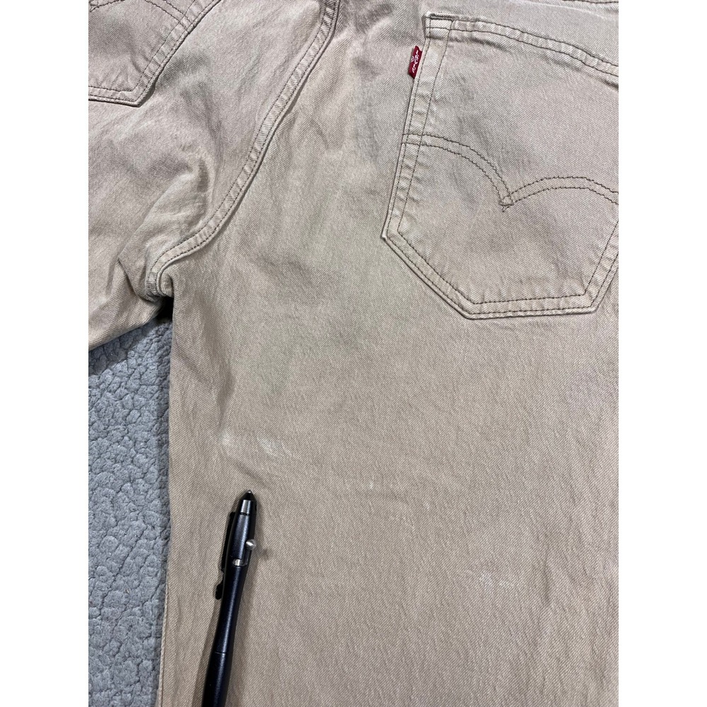 Levi Strauss 505 Khaki Tan Straight Leg Jeans Mens W34 L32 Cotton Blend - Picture 5 of 14